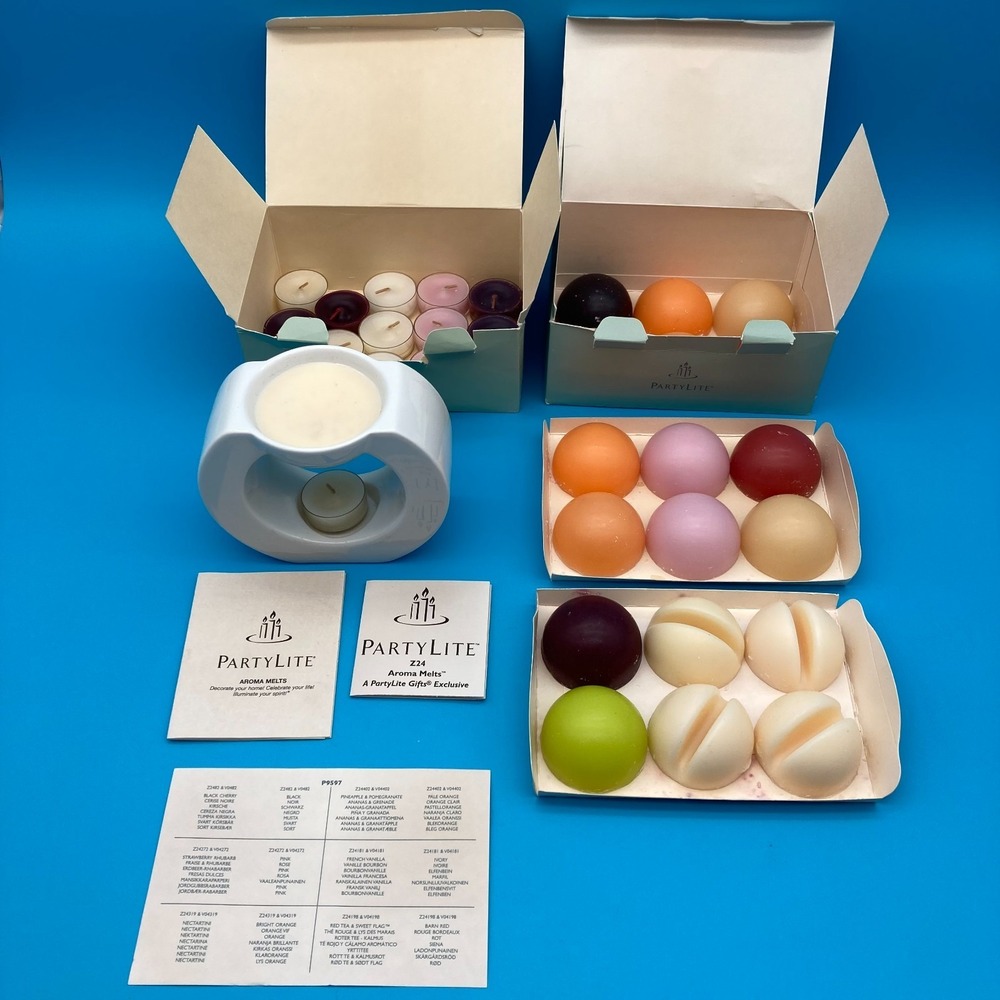 Partylite White Aroma Melt Holder and Tealight Sample Pack 34 Piece Set